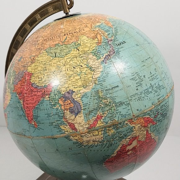 Vintage 1950s REPLOGLE 10 Inch Earth Reference Globe On Stand #1342 - Picture 11 of 16